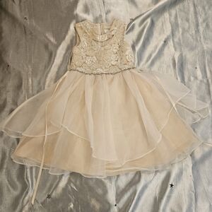 Rare Editions Cream Layered Kids Dress